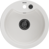 Mexen Diego évier en granit à 1 bac 488 x 480 mm, blanc, siphon noir - 6512481000-20-B