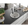 Mexen Diego évier en granit à 1 bac 488 x 480 mm, blanc, siphon noir - 6512481000-20-B