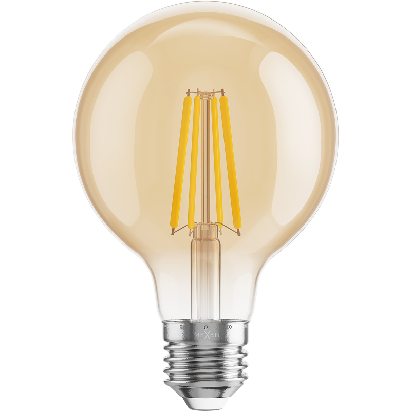 Mexen Vintis Ampoule à filament LED E27, G80, 8W, Chaud - 2700K, 750 lm, ambre - L155-E27-0827-50