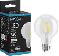 Mexen Vintis Ampoule à filament LED E27, G80, 6W, Neutre - 4000K, 720 lm, clair - L155-E27-0640-00