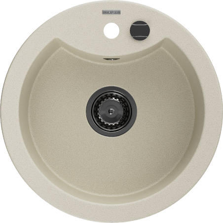 Mexen Diego évier en granit à 1 bac 488 x 480 mm, beige, siphon noir - 6512481000-69-B