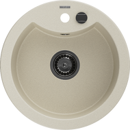 Mexen Diego évier de cuisine en granit à 1 bac 488 x 480 mm, beige, siphon noir - 6512481000-69-B