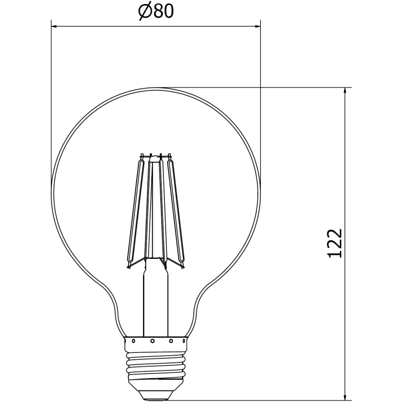 Mexen Vintis Ampoule filament LED E27, G80, 8W, Neutre - 4000K, 1055 lm, claire - L155-E27-0840-00