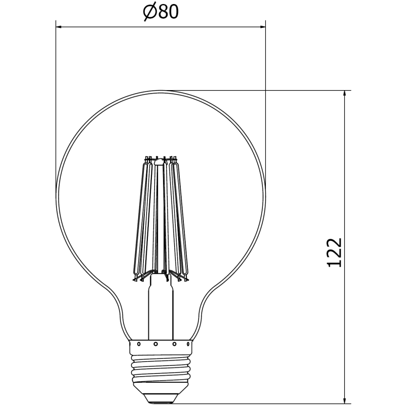 Mexen Vintis Ampoule à filament LED E27, G80, 10W, Neutre - 4000K, 1320 lm, claire - L155-E27-1040-00