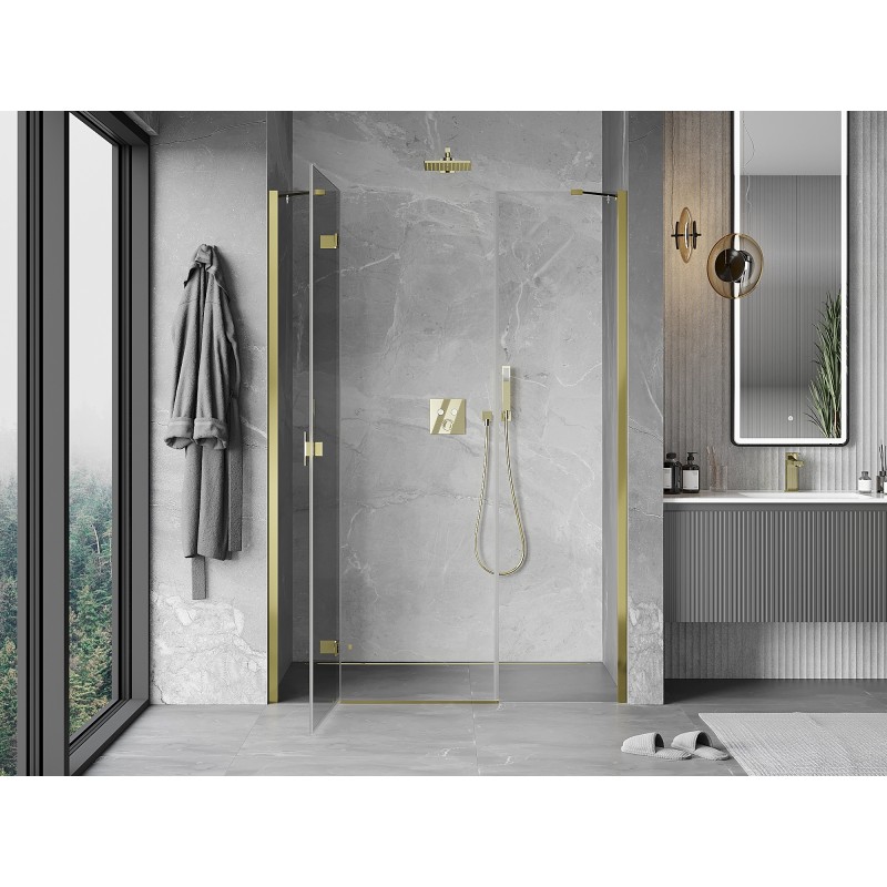 Mexen Mist-H porte de douche pivotante gauche 125 cm, transparent, dorée - 8A5-125-001-50-00-L