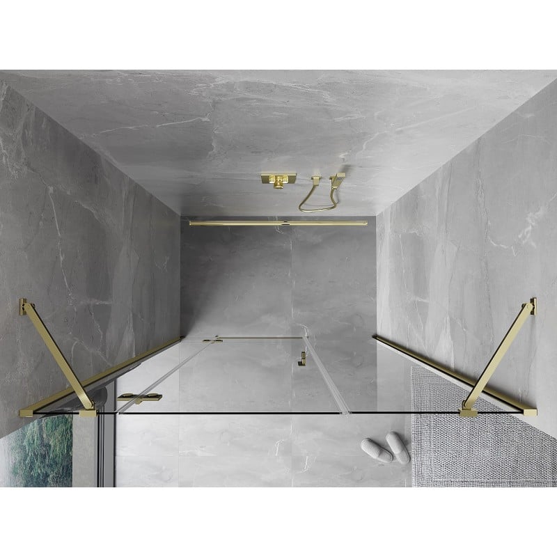 Mexen Mist-H porte de douche pivotante gauche 135 cm, transparent, doré - 8A5-135-001-50-00-L