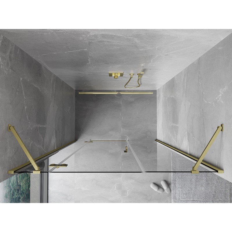 Mexen Mist-H porte de douche pivotante gauche 140 cm, transparent, or brossé - 8A5-140-001-55-00-L