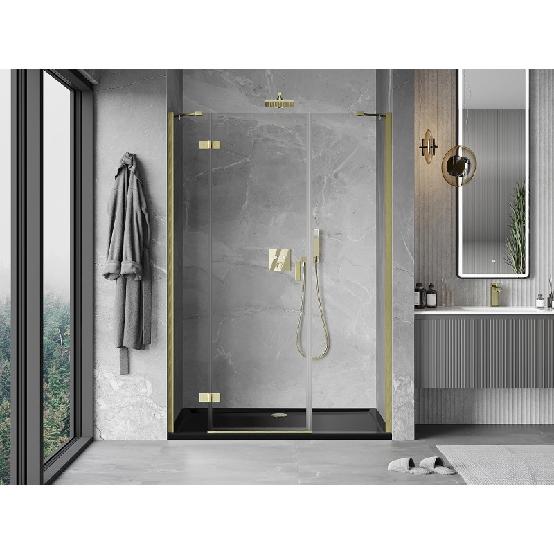 Mexen Mist-H porte de douche pivotante gauche 150 cm, transparent, or brossé - 8A5-150-001-55-00-L