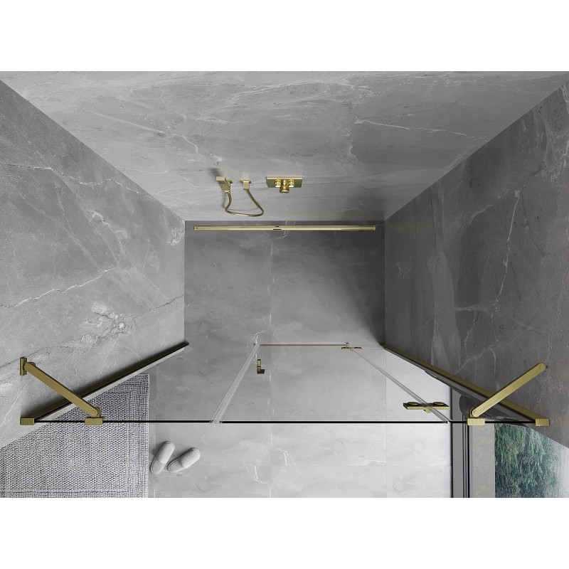 Mexen Mist-H porte de douche pivotante droite 130 cm, transparent, or brossé - 8A5-130-001-55-00-P