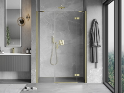 Mexen Mist-H porte de douche battante droite 145 cm, transparente, doré brossé - 8A5-145-001-55-00-P