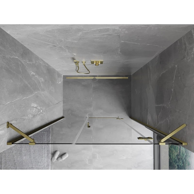 Mexen Mist-H porte de douche battante droite 145 cm, transparente, doré brossé - 8A5-145-001-55-00-P