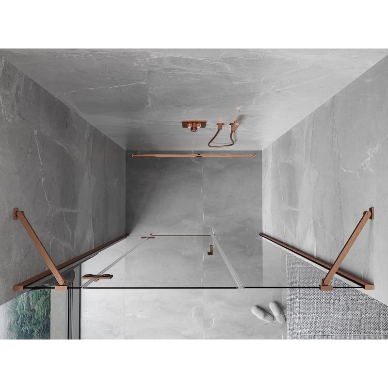Mexen Mist-H porte de douche pivotante gauche 150 cm, transparent, cuivre brossé - 8A5-150-001-65-00-L