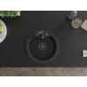 Mexen Diego évier en granit 1 bac 488 x 480 mm, noir/argent métallisé, siphon noir - 6512481000-73-B
