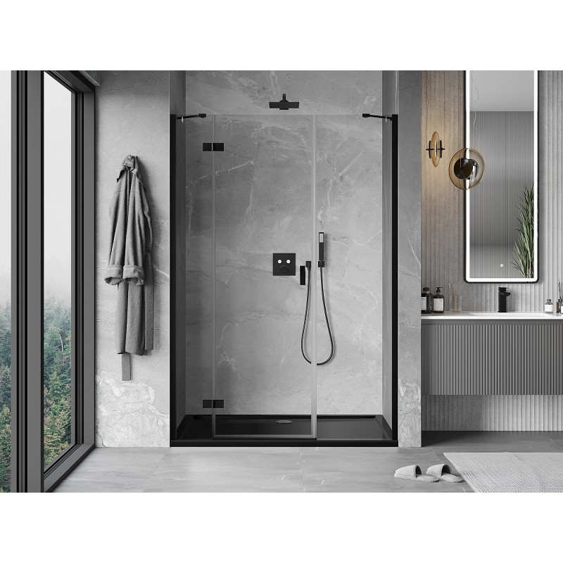Mexen Mist-H porte de douche pivotante gauche 120 cm, transparent, noir - 8A5-120-001-70-00-L