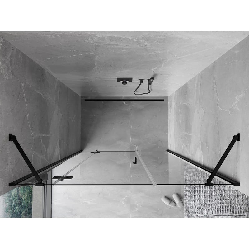 Mexen Mist-H porte de douche pivotante gauche 135 cm, transparent, noir - 8A5-135-001-70-00-L