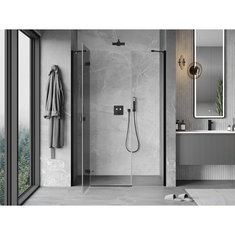 Mexen Mist-H porte de douche pivotante gauche 135 cm, transparent, noir - 8A5-135-001-70-00-L