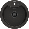 Mexen Diego évier en granit 1 bac 488 x 480 mm, noir/or métallisé, siphon noir - 6512481000-75-B