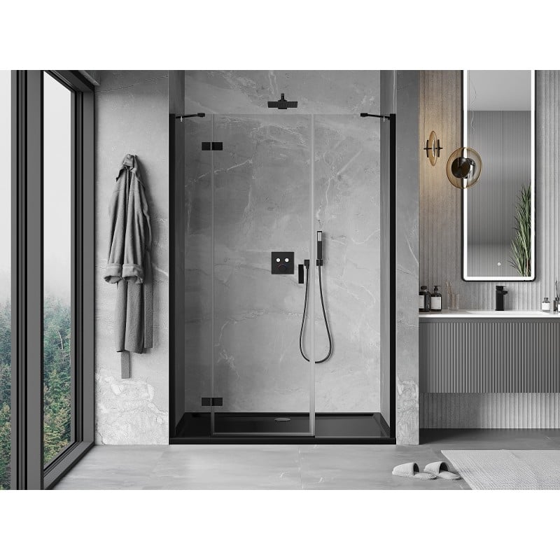 Mexen Mist-H porte de douche pivotante gauche 155 cm, transparente, noire - 8A5-155-001-70-00-L