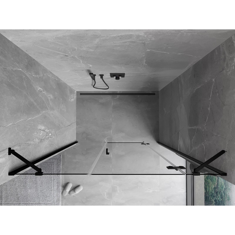 Mexen Mist-H porte de douche battante droite 130 cm, transparent, noir - 8A5-130-001-70-00-P