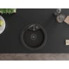 Mexen Diego évier en granit à 1 bac 488 x 480 mm, noir/métallisé doré, siphon noir - 6512481000-75-B