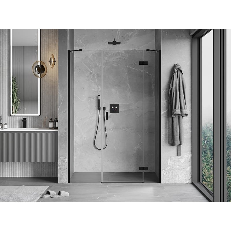Mexen Mist-H porte de douche pivotante droite 150 cm, transparent, noir - 8A5-150-001-70-00-P