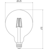 Mexen Vintis Ampoule à filament LED E27, G125, 4W, Chaude - 2200K, 400 lm, ambre - L158-E27-0422-50