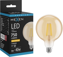 Mexen Vintis Ampoule à filament LED E27, G125, 8W, Chaude - 2200K, 750 lm, ambre - L158-E27-0822-50