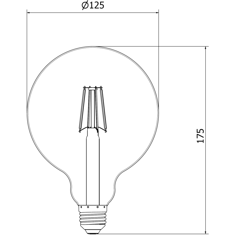 Mexen Vintis Ampoule filament LED E27, G125, 6W, Chaude - 2700K, 720 lm, clair - L158-E27-0627-00