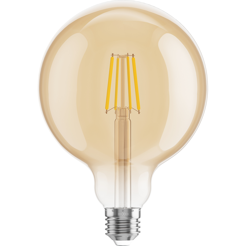 Mexen Vintis Ampoule à filament LED E27, G125, 6W, Chaude - 2700K, 600 lm, ambre - L158-E27-0627-50