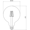 Mexen Vintis Ampoule filament LED E27, G125, 6W, Chaude - 2700K, 510 lm, fumée - L158-E27-0627-70