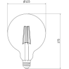 Mexen Vintis Ampoule à filament LED E27, G125, 8W, Chaude - 2700K, 1055 lm, claire - L158-E27-0827-00