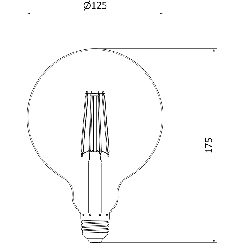 Mexen Vintis Ampoule à filament LED E27, G125, 8W, Chaud - 2700K, 750 lm, ambre - L158-E27-0827-50