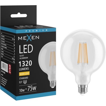 Mexen Vintis Ampoule filament LED E27, G125, 10W, Chaude - 2700K, 1320 lm, claire - L158-E27-1027-00