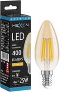 Mexen Vintis Ampoule à filament LED E14, C35, 4W, Chaude - 2200K, 400 lm, ambre - L154-E14-0422-50
