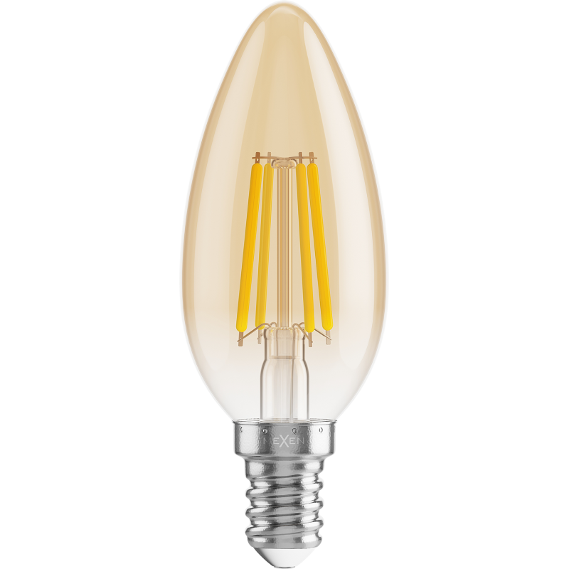 Mexen Vintis Ampoule filament LED E14, C35, 6W, Chaud - 2200K, 600 lm, ambre - L154-E14-0622-50