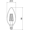 Mexen Vintis Ampoule filament LED E14, C35, 4W, Chaude - 2700K, 470 lm, claire - L154-E14-0427-00