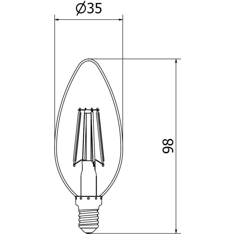 Mexen Vintis Ampoule à filament LED E14, C35, 6W, Chaud - 2700K, 720 lm, clair - L154-E14-0627-00