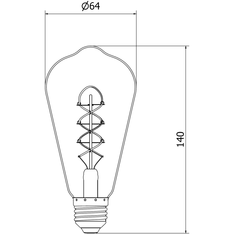 Mexen Vintis Ampoule filament spirale LED E27, ST64, 4W, Chaude - 2200K, 360 lm, ambre - L162-E27-0422-50
