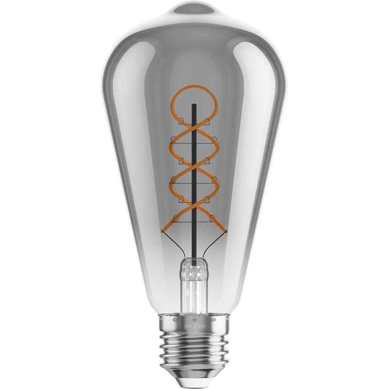 Mexen Vintis Ampoule filament spirale LED E27, ST64, 4W, Chaude - 2200K, 220 lm, fumée - L162-E27-0422-70