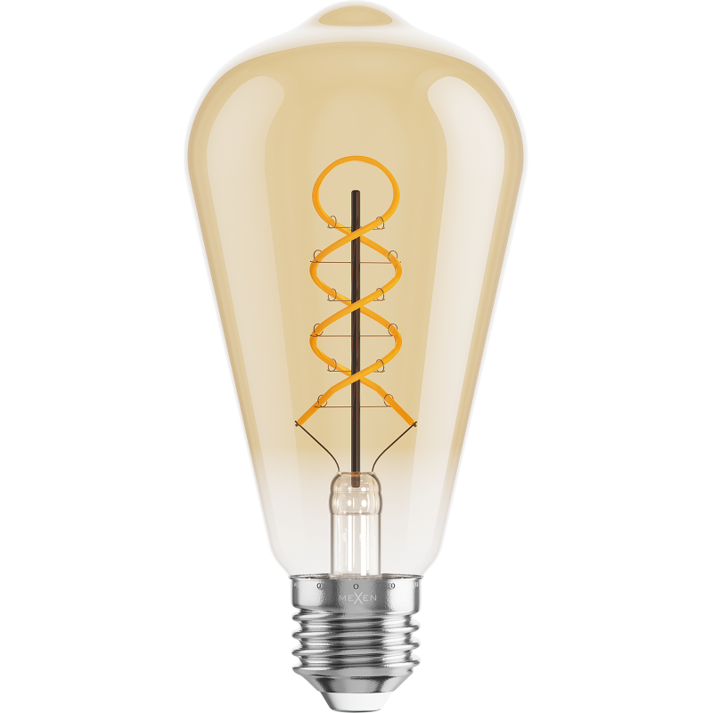 Mexen Vintis Ampoule à filament en spirale LED E27, ST64, 6W, Chaude - 2200K, 530 lm, ambrée - L162-E27-0622-50