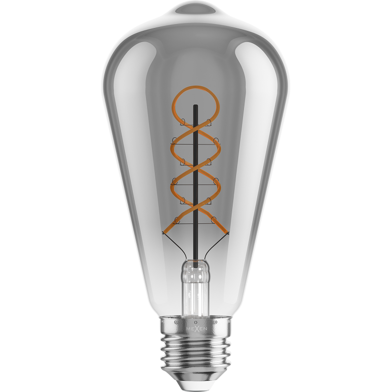 Mexen Vintis Ampoule filament spirale LED E27, ST64, 6W, Chaud - 2200K, 350 lm, fumée - L162-E27-0622-70