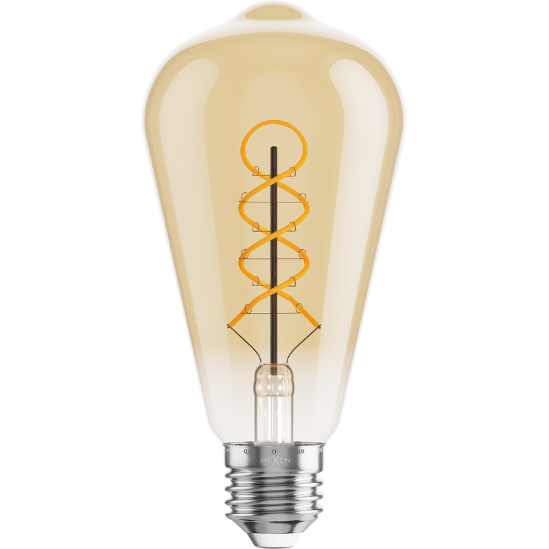 Mexen Vintis Ampoule filament LED spirale E27, ST64, 6W, Chaude - 2700K, 530 lm, ambre - L162-E27-0627-50