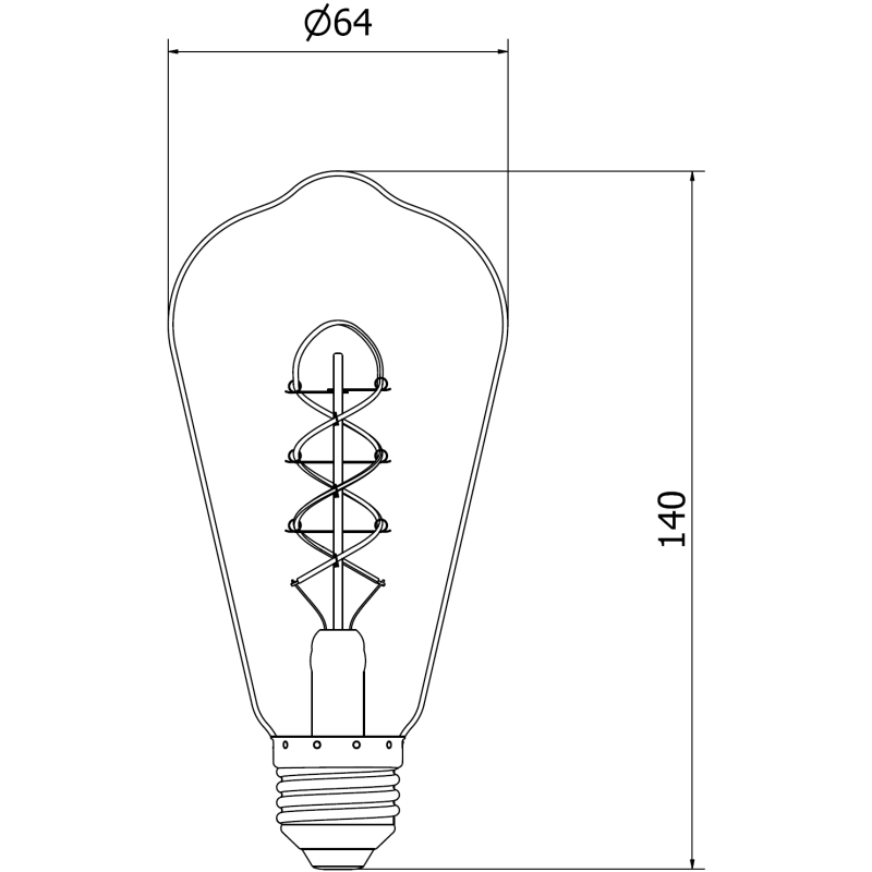 Mexen Vintis Ampoule filament LED spirale E27, ST64, 6W, Chaude - 2700K, 530 lm, ambre - L162-E27-0627-50