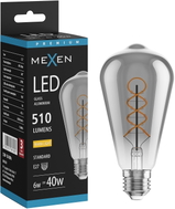 Mexen Vintis Ampoule filament spirale LED E27, ST64, 6W, Chaude - 2700K, 510 lm, fumée - L162-E27-0627-70