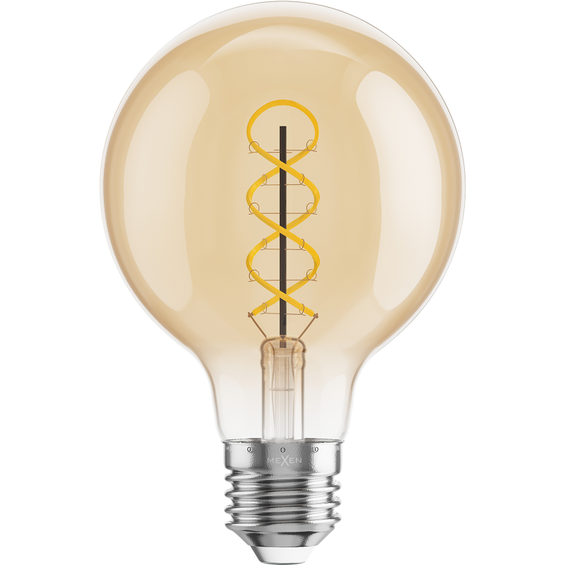 Mexen Vintis Ampoule à filament spiralé LED E27, G80, 4W, Chaude - 2200K, 360 lm, ambre - L165-E27-0422-50