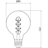 Mexen Vintis Ampoule filament spirale LED E27, G80, 4W, Chaude - 2200K, 220 lm, fumée - L165-E27-0422-70