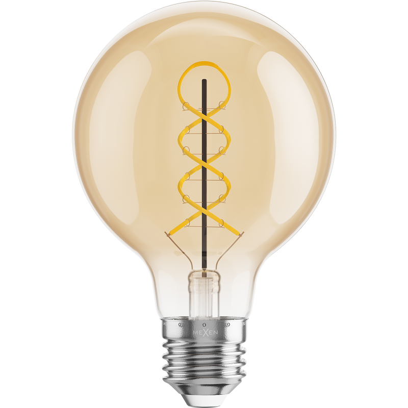 Mexen Vintis Ampoule filament spirale LED E27, G80, 8W, Chaude - 2200K, 600 lm, ambre - L165-E27-0822-50