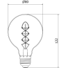 Mexen Vintis Ampoule filament spirale LED E27, G80, 8W, Chaude - 2200K, 450 lm, fumée - L165-E27-0822-70
