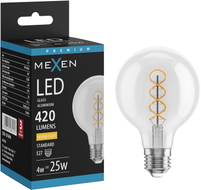 Mexen Vintis Ampoule filament spirale LED E27, G80, 4W, Chaude - 2700K, 420 lm, claire - L165-E27-0427-00