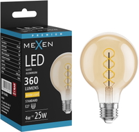Mexen Vintis Ampoule filament spirale LED E27, G80, 4W, Chaud - 2700K, 360 lm, ambre - L165-E27-0427-50